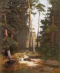 Лесной пейзаж с ручьём