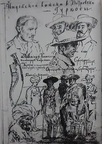 Индийские войска в Петровске. Гуркосы. 29.02.1919 г. Художник Евгений Лансере. ДМИИ
