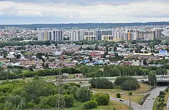 Вид на посёлок Малые Клыки (июль 2021)