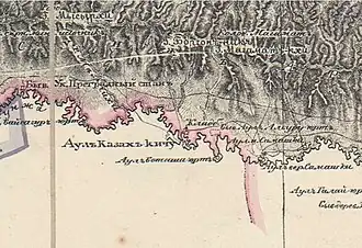 Казах-Кичу на карте Отдельного Кавказского корпуса, 1838 год