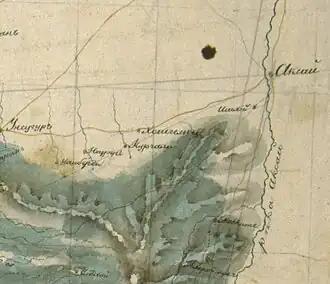 Курчал на карте, 1830 года
