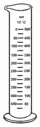 Мерный цилиндр, градуированный и на выливание (левая шкала), и на наполнение (правая шкала)