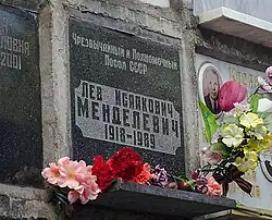 Место захоронения Л. И. Менделевича на Донском кладбище в Москва