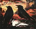 Михаил Звягин. "Вороньё" (1986), х/б ткань, масло, 61х72 см