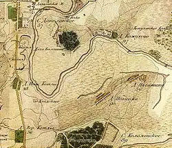 Деревня Новинки на карте 1818 года