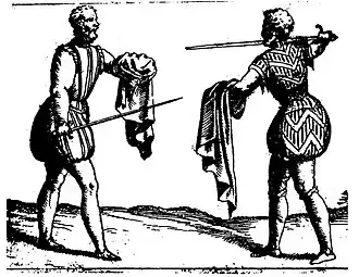 Нападение в высокой боевой позиции с мечом и каппа