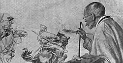 Художник-баталист Н. С. Самокиш работает над эскизами картины, 1933 год