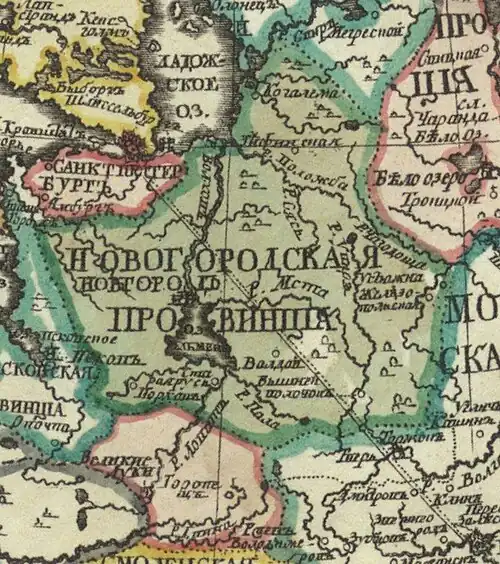 Территория Новгородской провинции из Атласа Российского 1745 года