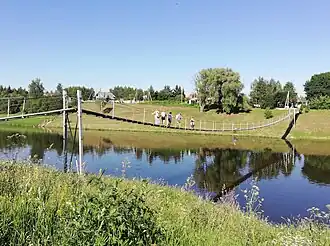 Подвесной мост через реку Москва в Ожигово