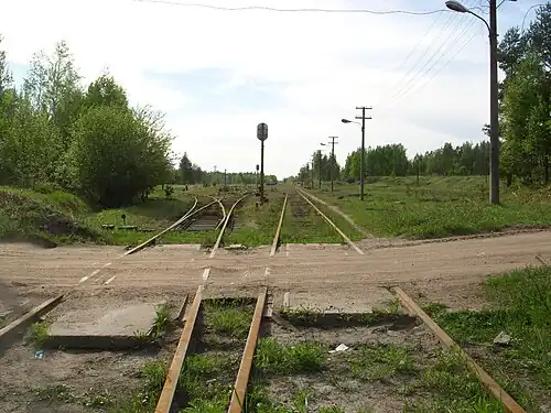 Переезд в восточной горловине станции. Вид в западном направлении