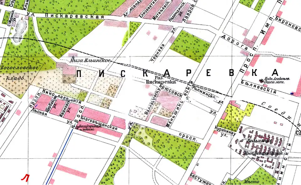 Пискарёвка на Плане из путеводителя Суворина 1913 года