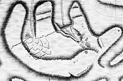 План 1790 года. План городу Мангупу, в котором от большей части жиды [караимы] жительствуют.