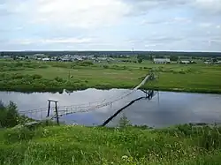 Подвесной мост между д. Никитинская, Степановская и Окуловская