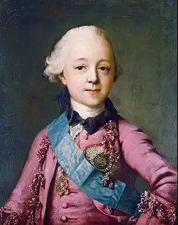 Портрет Павла кисти В. Эриксона, 1764 г. Музей Давида, Копенгаген (Павел был потомком и датского короля Фредерика II)