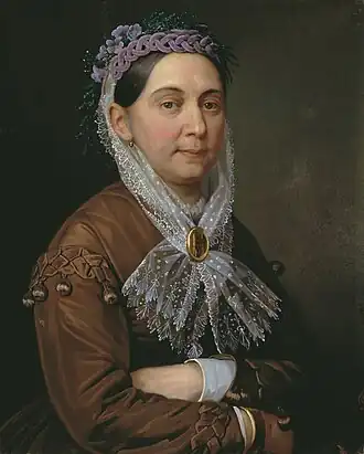 Портрет актрисы М. В. Сосницкой-ШиловойХолст, масло. 61 × 49,5 смУсадебный дом Е. К. Плотниковой, Архангельск