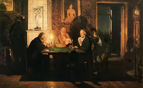 В. М. Васнецов. «Преферанс». 1879. Холст, масло. 84 × 136 см. Государственная Третьяковская галерея, Москва