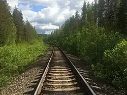 Вид в сторону Райконкоски. Место ответвления карьерной ветки.