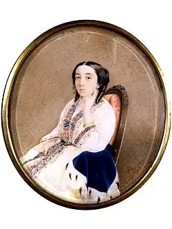 Миниатюра «Портрет неизвестной сидящей в кресле» (1853)