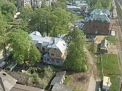 Вид на здания станции Шувалово сверху