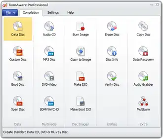 Скриншот программы BurnAware