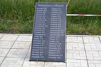 Доска список ветеранов