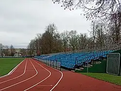 Северная трибуна стадиона "Юность" в Сморгони (2025 год)