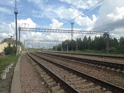 Железнодорожные пути станции. Вид на восточную горловину