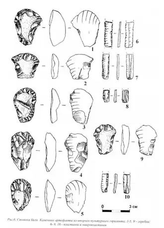 Каменные артефакты из второго культурного горизонта