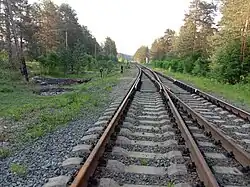 Сгоревший стрелочный пост. Вид в сторону ст. Ильинская.