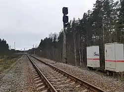 Входной нечётный светофор. Вид со стороны ст. Зеленогорск.