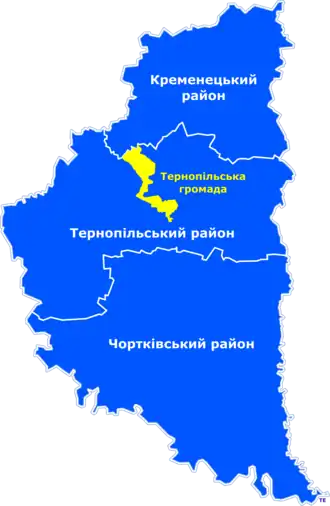 Тернопольская городская община на карте