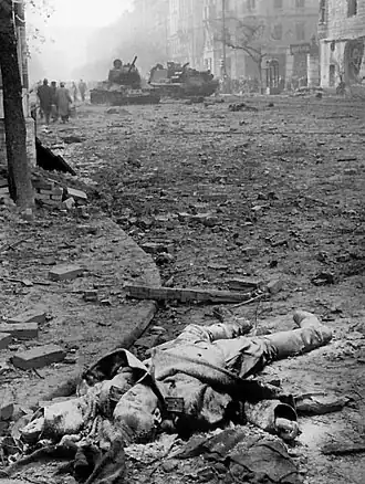 Труп советского майора на будапештской улице