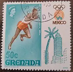 Артур Уинт на почтовой марке Гренады 1968 г.