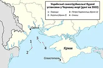 Украинские самоподъёмные буровые установки в Чёрном море (по состоянию на 2022 год)