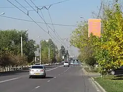 Улица Момышулы, вид в направлении на север. 14 октября 2014 года