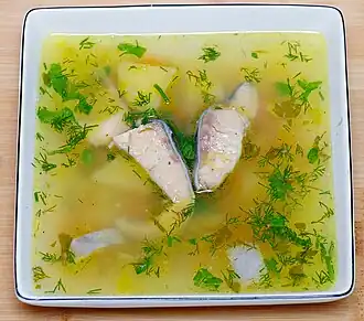 Уха из осетра с картофелем