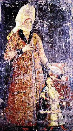 Жена белоцерковского полковника и организатора восстания 1702-1704 годов Семёна Палия с внуком, конец XVII-начало XVIII в.