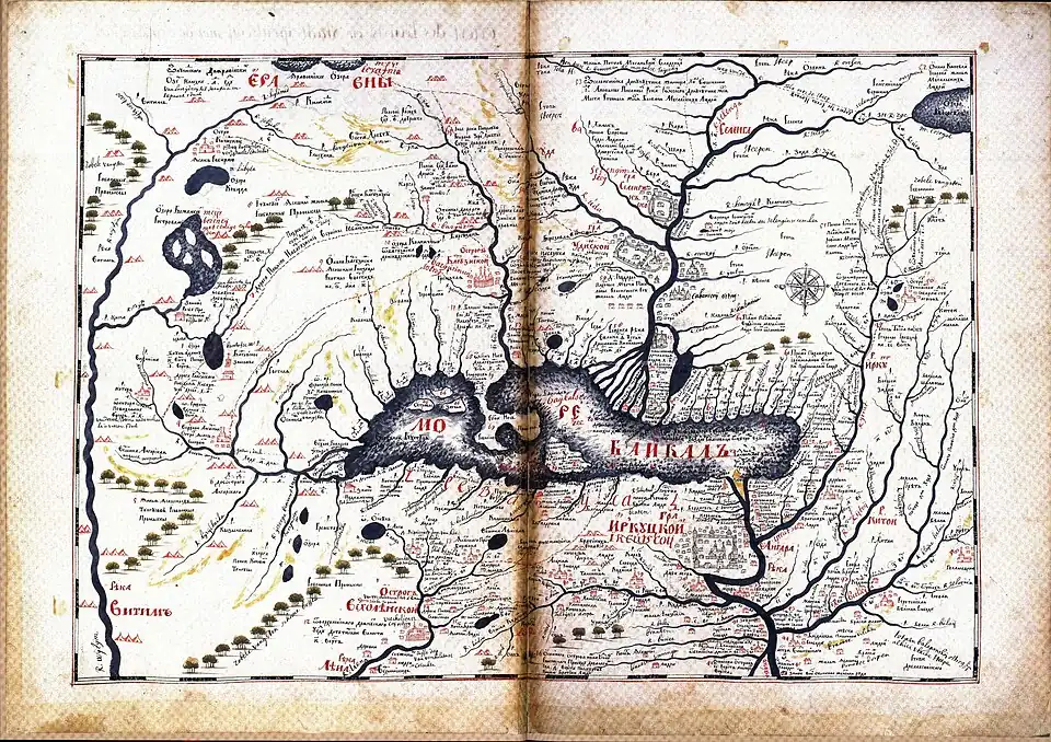 Удинский острог на карте 1701 года