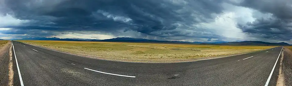 Панорама Чуйского тракта в районе границы с Монголией