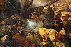 Офицер справа в фуражке с красным околышем А. И. Барятинский