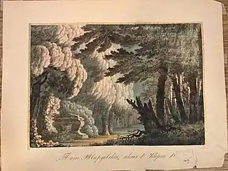 Эскиз декорации. Дорога в лесу. "Пан Твардовский". Москва, Императорский Большой театр