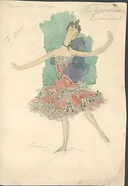 Эскиз костюма для М.Ф.Кшесинской к балету "Волшебное зеркало" А.Н.Корещенко.