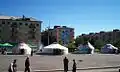 Юрты на улицах во время Дня Шахтёра