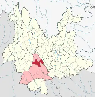 Чжэньюань-И-Хани-Лахуский автономный уезд на карте