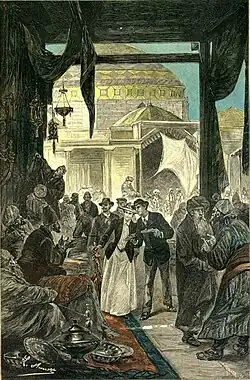 Базар в Самарканде, иллюстрация Леона Бенета к роману Жюля Верна, 1893 г.