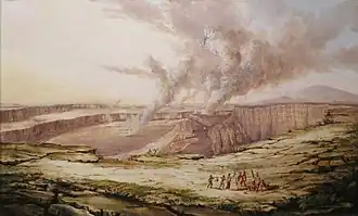 «Килауэа днём». Рисунок Тициана Пила, 1842