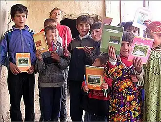 Группа школьников, говорящих на ягнобском языке