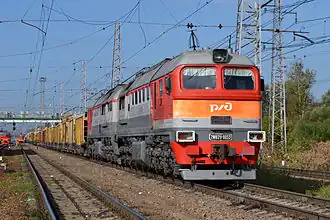 2М62У-0033 с хозяйственным поездом на станции Кубинка-1