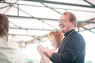 Диакон Александр Занемонец на фестивале «Братья» на Бородинском поле. 2017 год