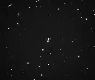 Астероид (375) Урсула 11,4m рядом со звездой TYC 581-36-1 11,9m. Вверху снимка видны две галактики 15m
